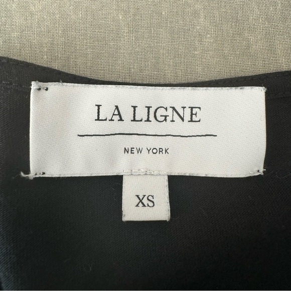 LA LIGNE Striped Cotton Tee Crewneck Elbow-Length Sleeves Black & White Size XS - Picture 4 of 16